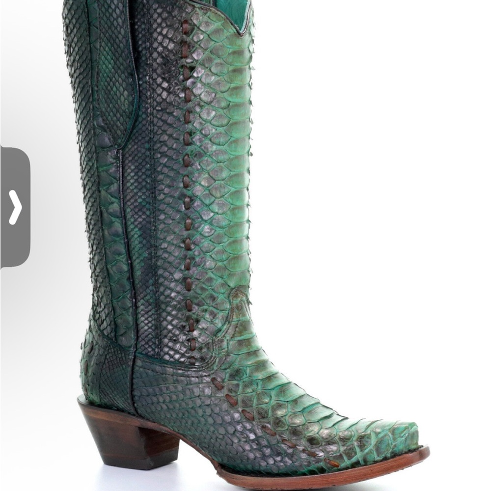 Corral Green Heeled Python Boots - Picture 2 of 3